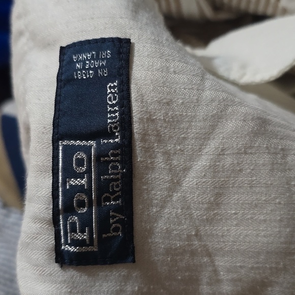 Mens Polo Ralph Lauren Shorts Seersucker Khaki White 38 Summer Blend Cloth VTG - Picture 7 of 9